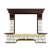 Портал Royal Flame Pierre Luxe угловой - Темный дуб / Белый (Высота 1045мм)