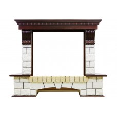 Портал Royal Flame Pierre Luxe угловой - Темный дуб / Белый (Высота 1045мм)