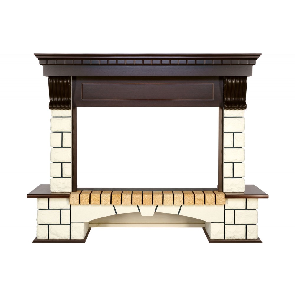 Портал Royal Flame Pierre Luxe - Темный дуб / Белый (Ширина 1380мм)