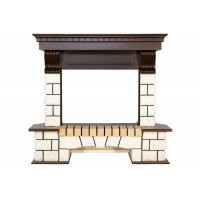 Портал Royal Flame Pierre Luxe угловой - Белый / Темный дуб