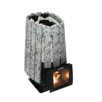 Дровяная банная печь Grill'D Cometa Vega 350 Short Window Max Stone (Серпентинит)