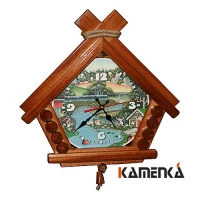 Часы Домик В баньке липа мореная